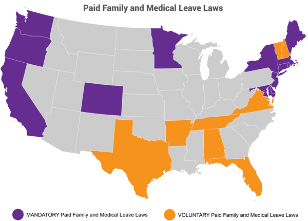 Map of States with PFML Laws